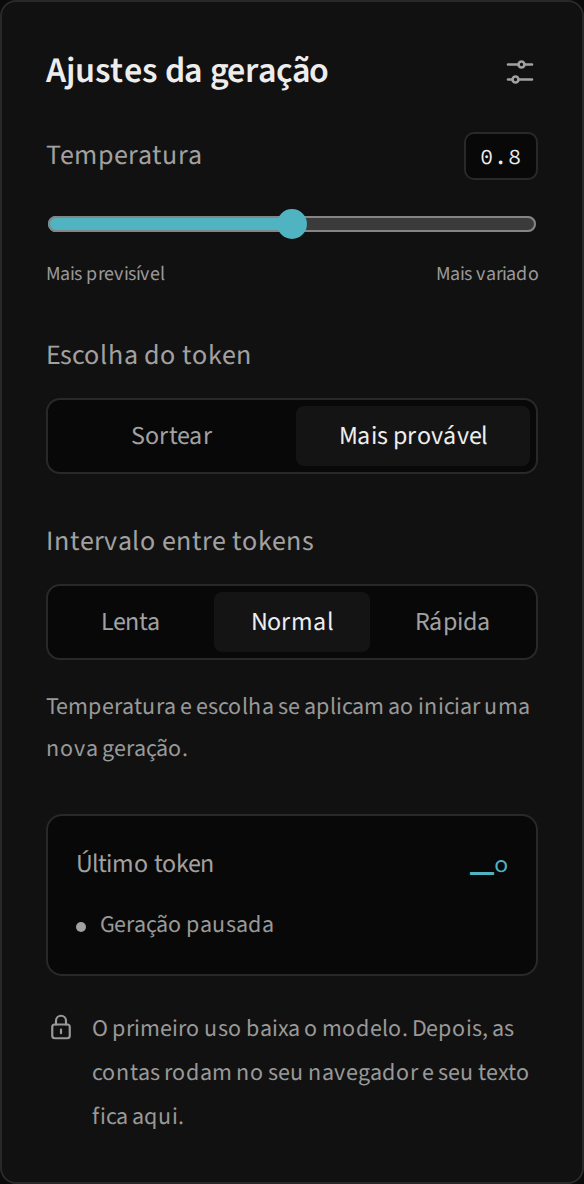 Ajustes do modelo: Ajustes e estado do modelo